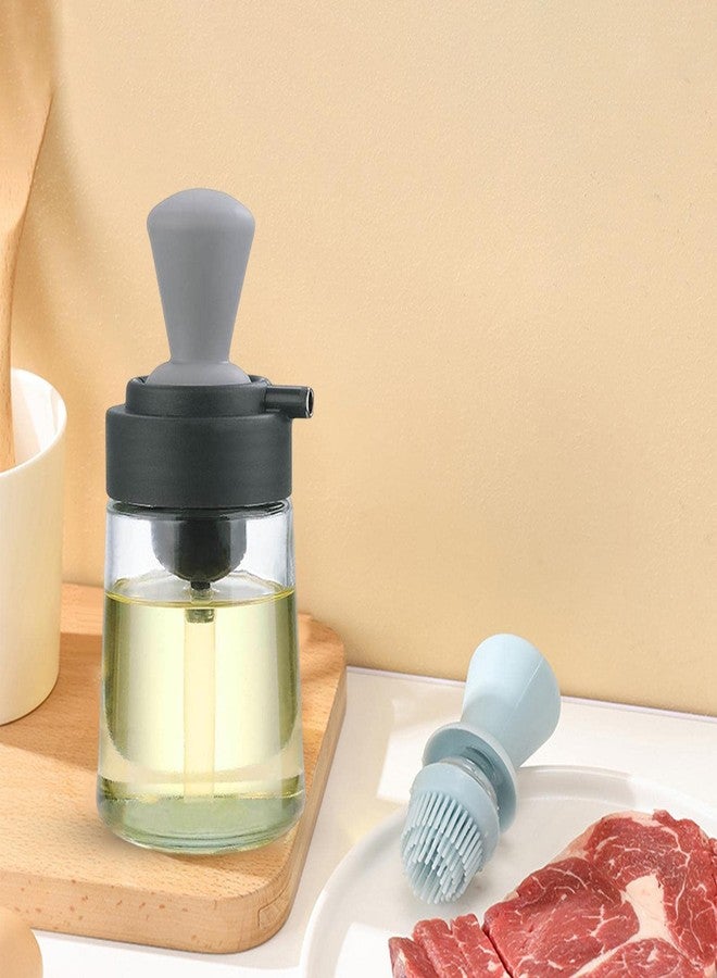 وي3 زجاجة زيت زيتون زجاجية للمطبخ من we3 مع فرشاة سيليكون، زجاجة جديدة 2 في 1 لتوزيع الزيت مع قطارة سيليكون، مناسبة للطبخ والقلي والشواء وخبز الفطائر في المقلاة الهوائية (رمادي) - Image 5